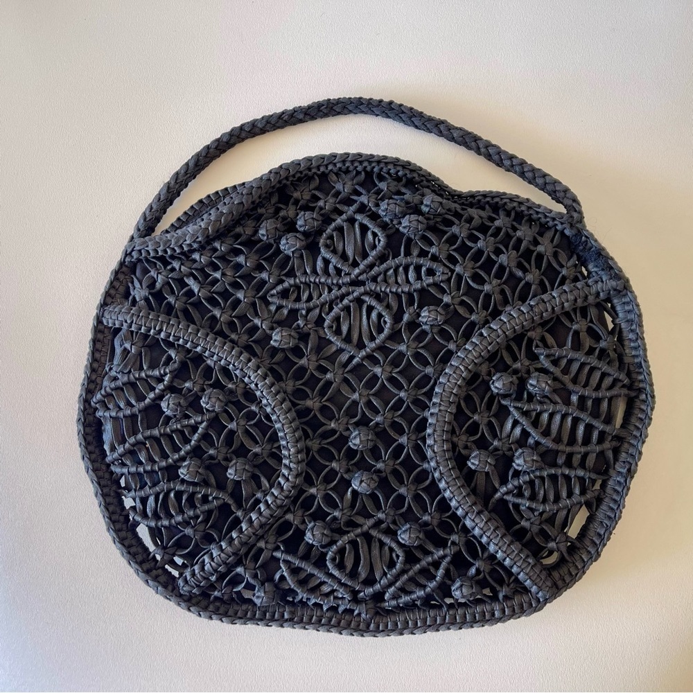 Anthropologie Bag Made on Earth for David & Scotti Macramé Knotted Braided Black - Picture 5 of 9